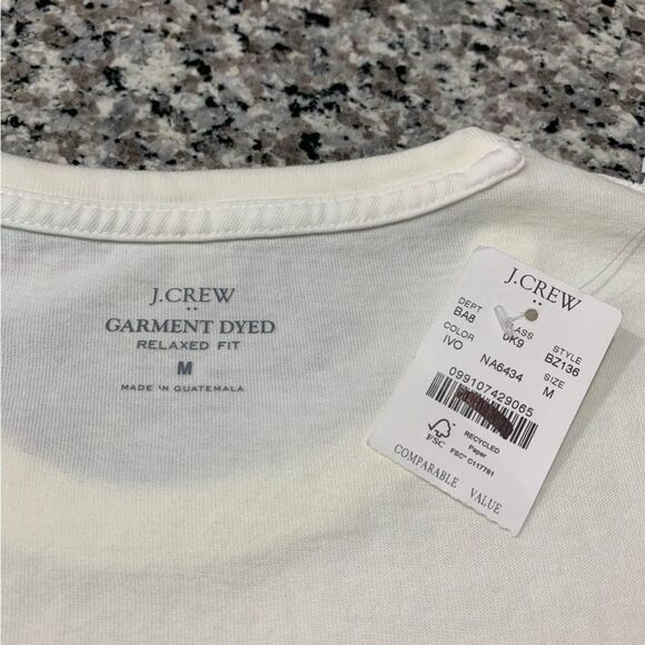 J Crew Shirt M Garment Dyed Relaxed Fit Tee Ivory - Picture 7 of 10